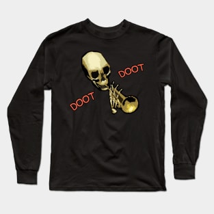 Doot Doot Mr Skeletal Skull Trumpet Meme Long Sleeve T-Shirt